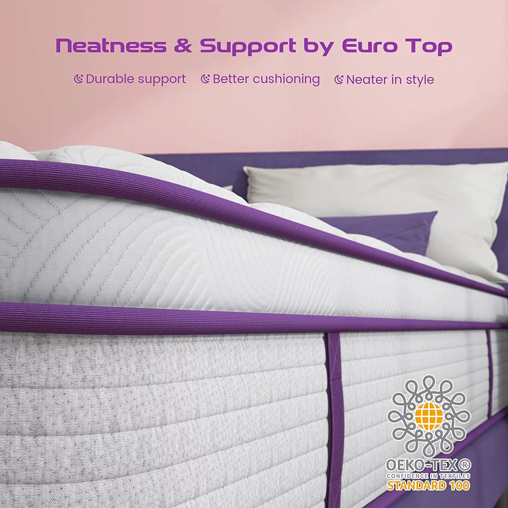 Queen Size Hybrid Mattress 10 Inch Memory Foam Euro Top Medium Firm k7