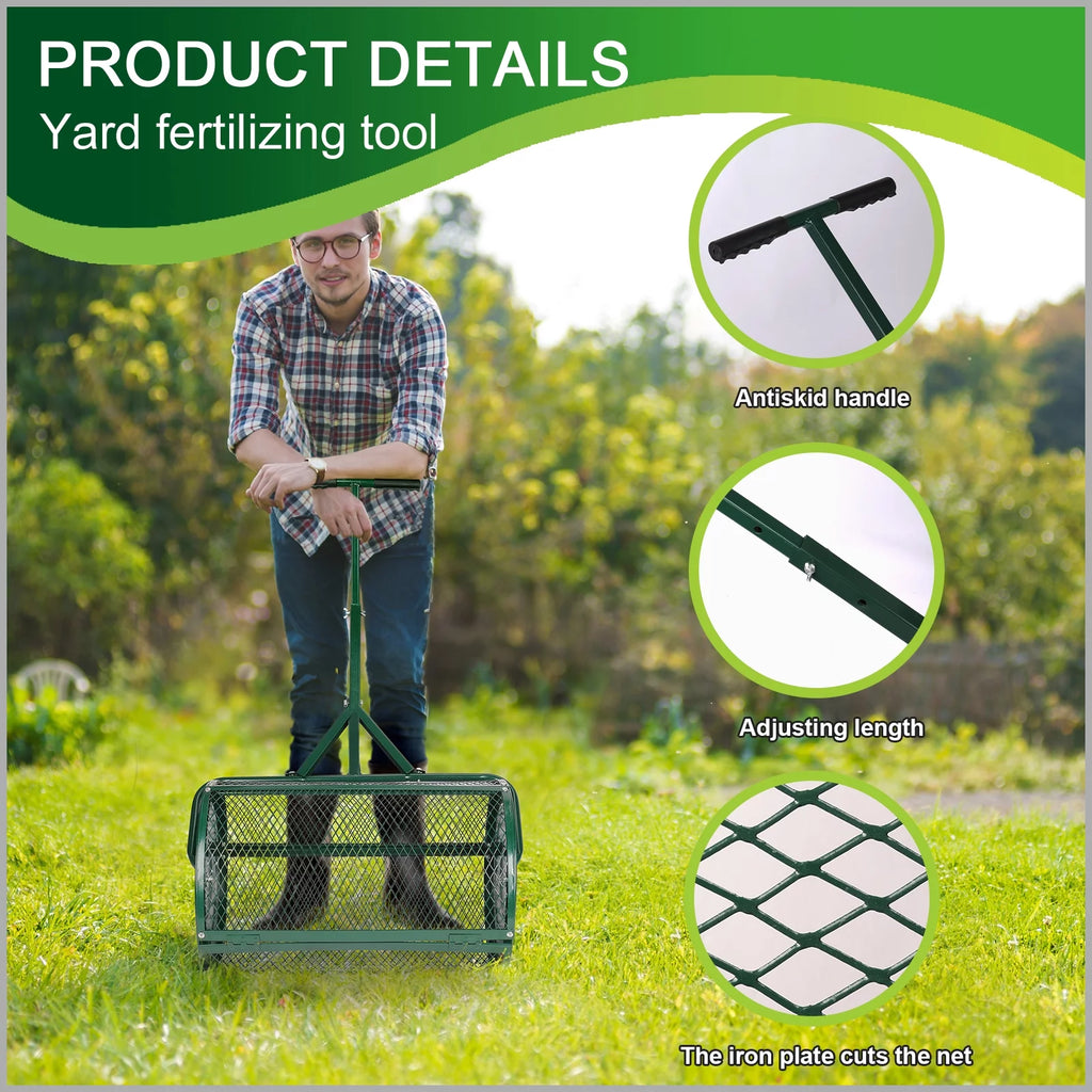 Compost Spreader with T-Shaped Handle for Lawn Garden a7