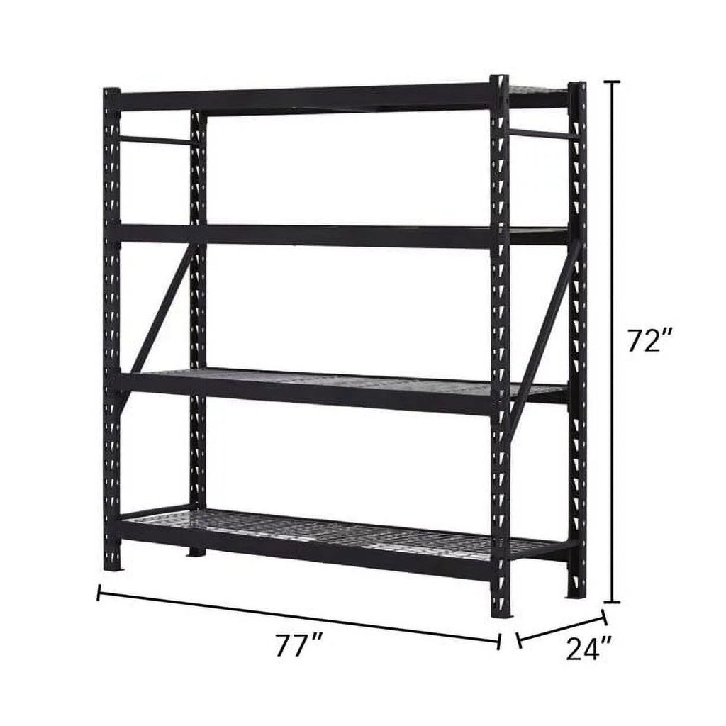 Steel Storage Rack 4-Tier Black 77x24x72 Inch a7