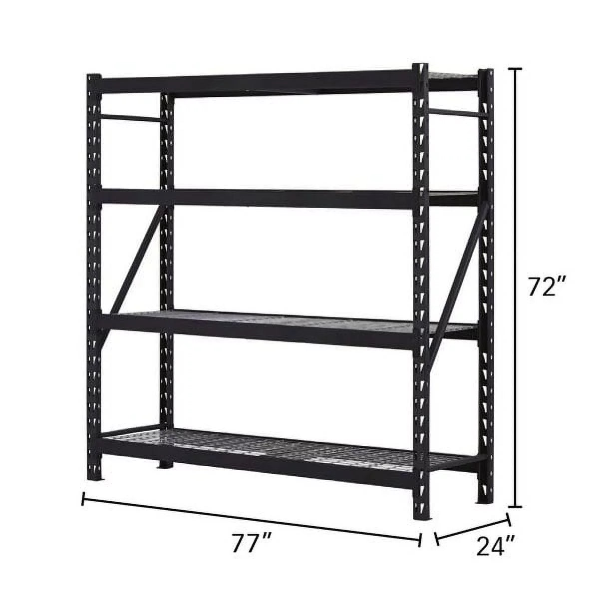 Steel Storage Rack 4-Tier Black 77x24x72 Inch a7