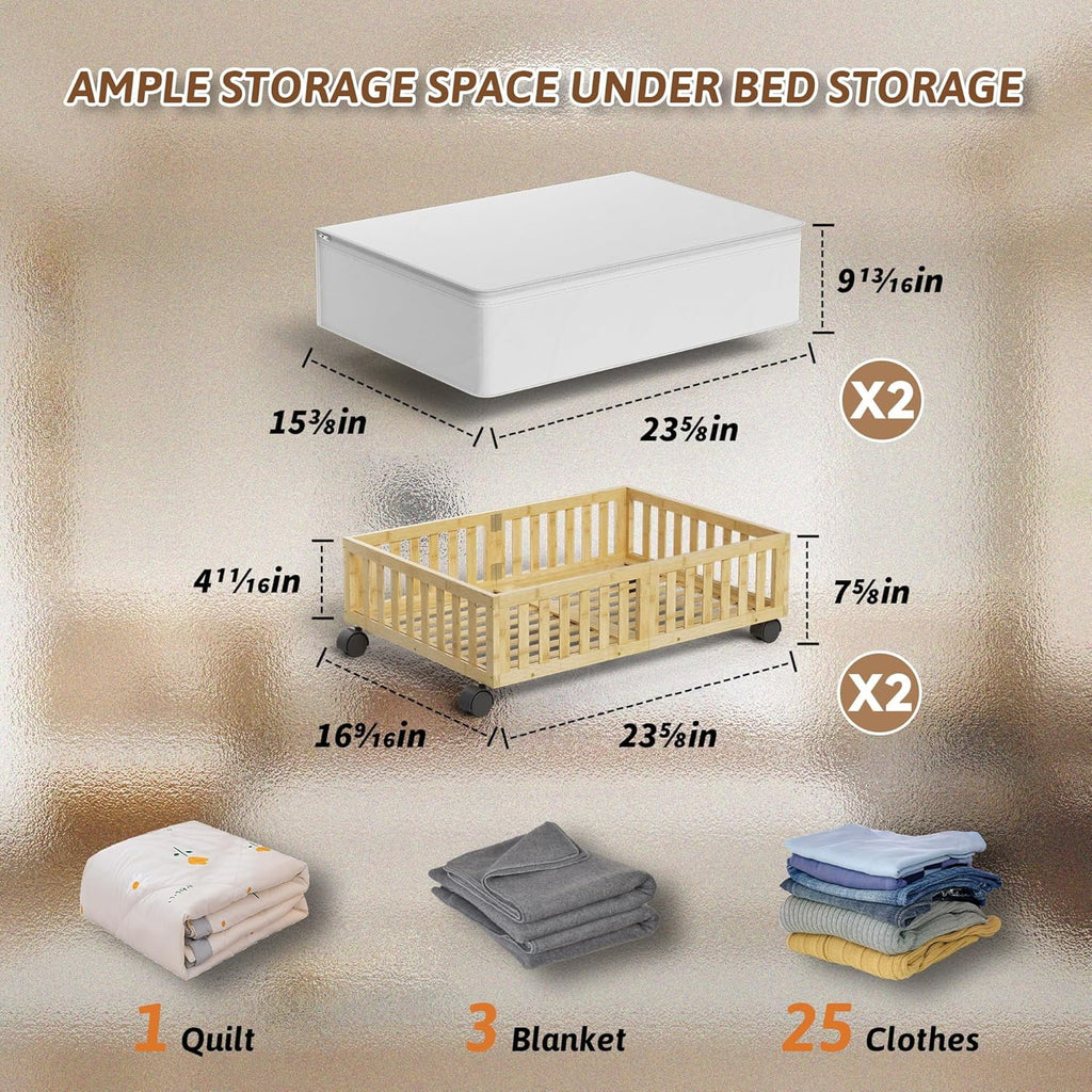 Under Bed Storage Containers with Wheels 2 Pack White a7