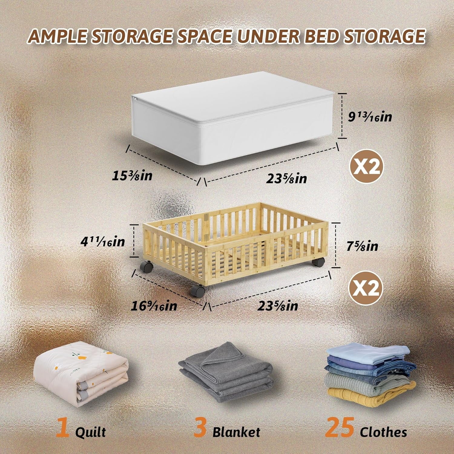 Under Bed Storage Containers with Wheels 2 Pack White a7