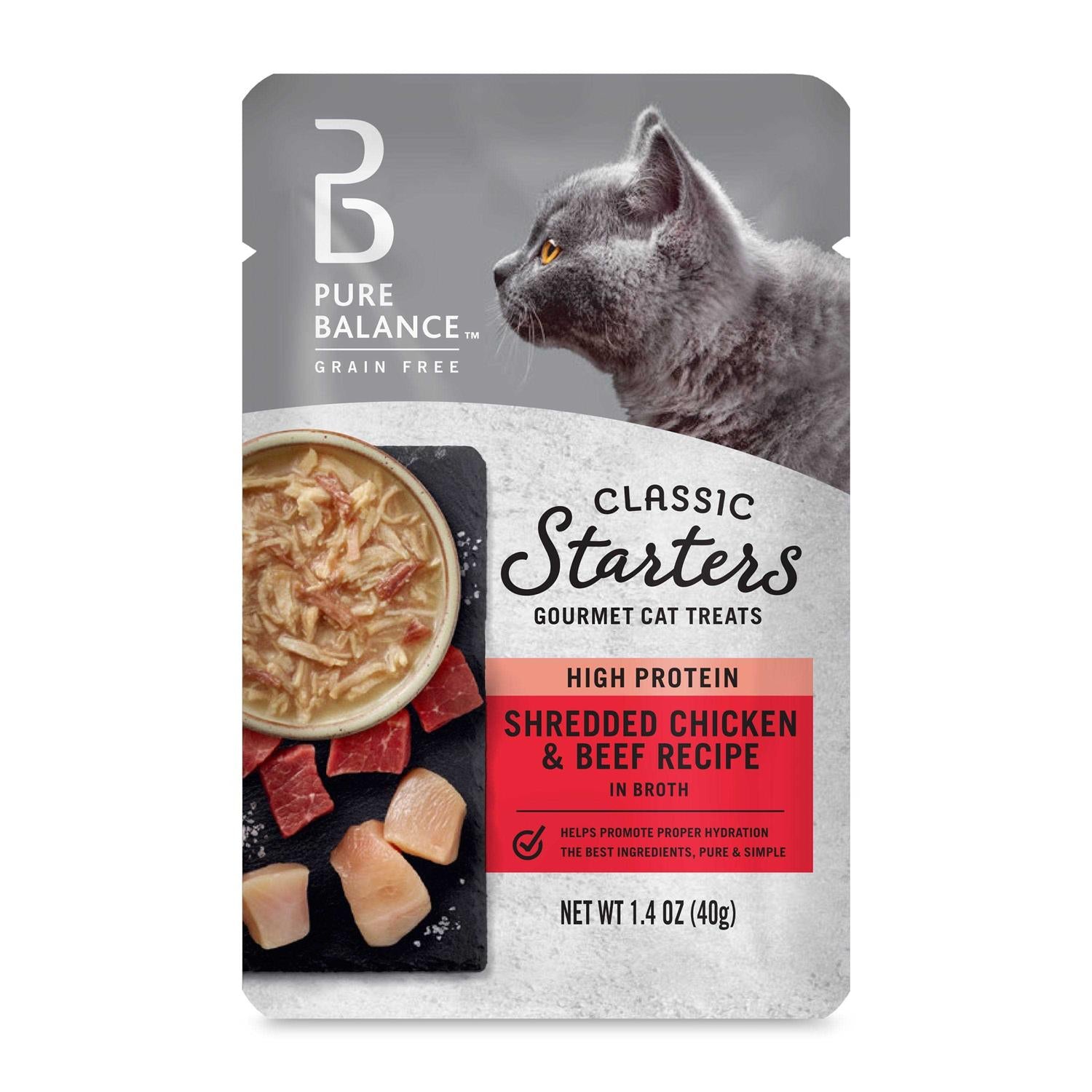 Pure Balance Classic Starters Shredded Chicken &amp; Beef Broth Gourmet Cat Treats - Pet Supplies online store