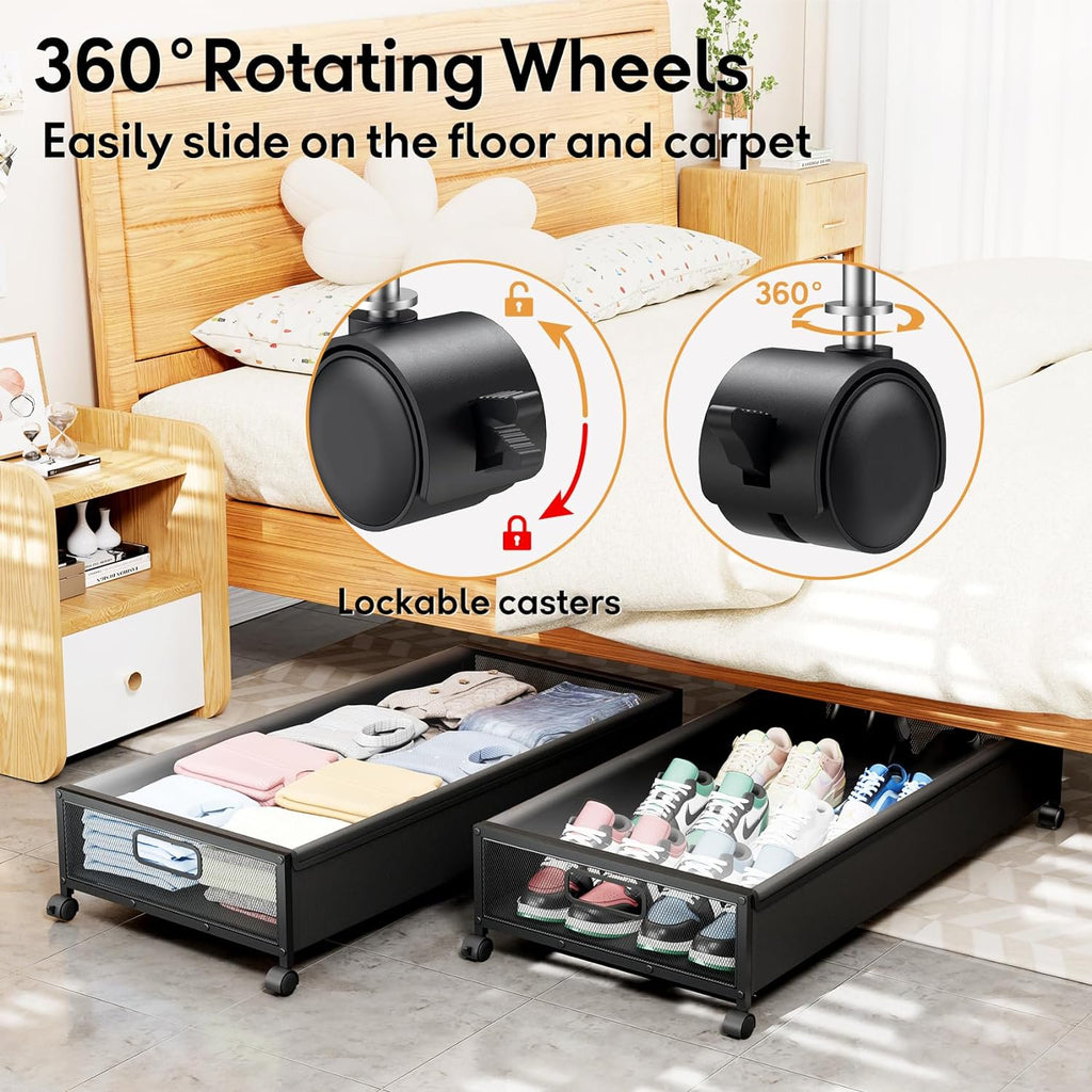 Under Bed Storage Containers with Wheels 2 Pack Cyan-gray a7