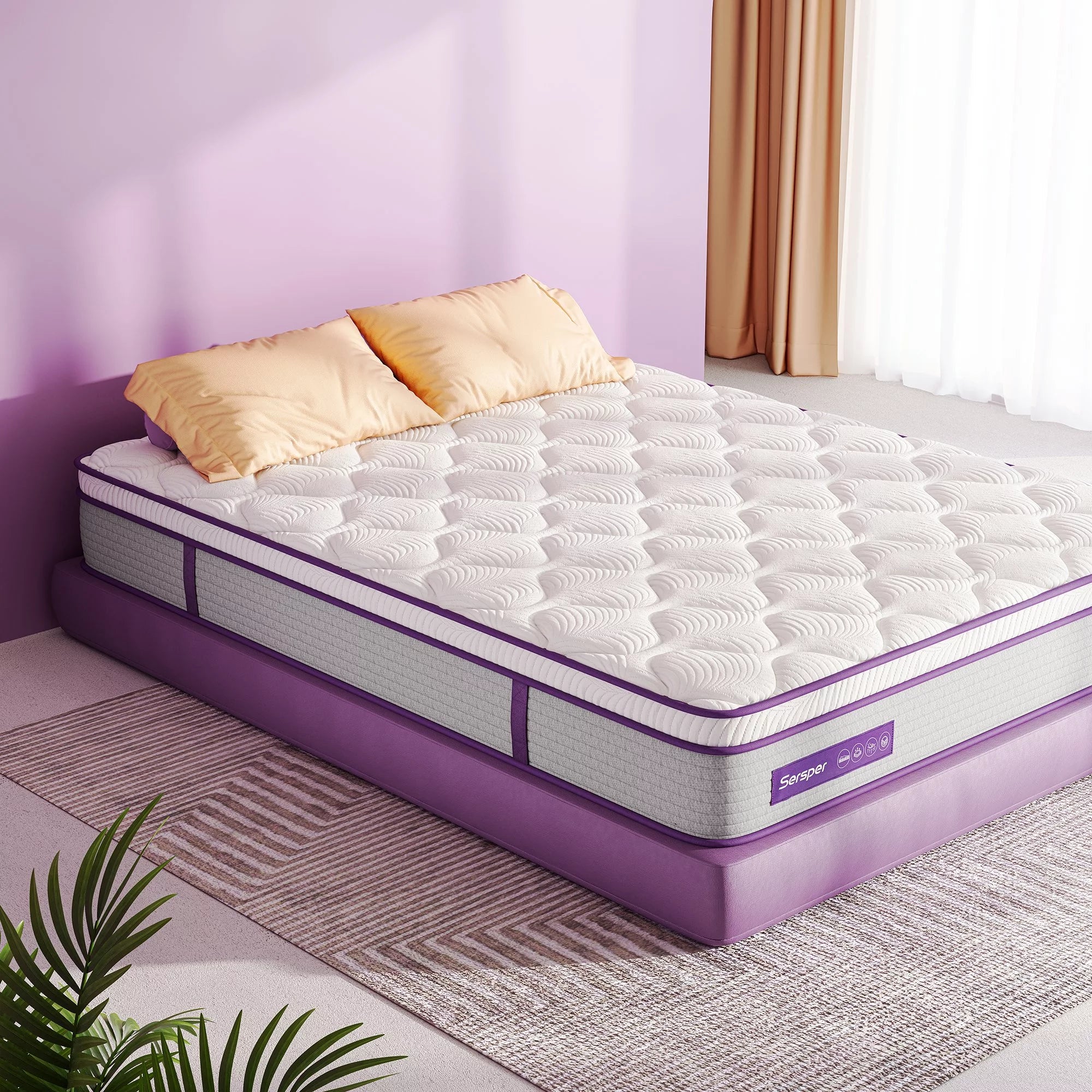 Queen Size Hybrid Mattress 10 Inch Memory Foam Euro Top Medium Firm k7