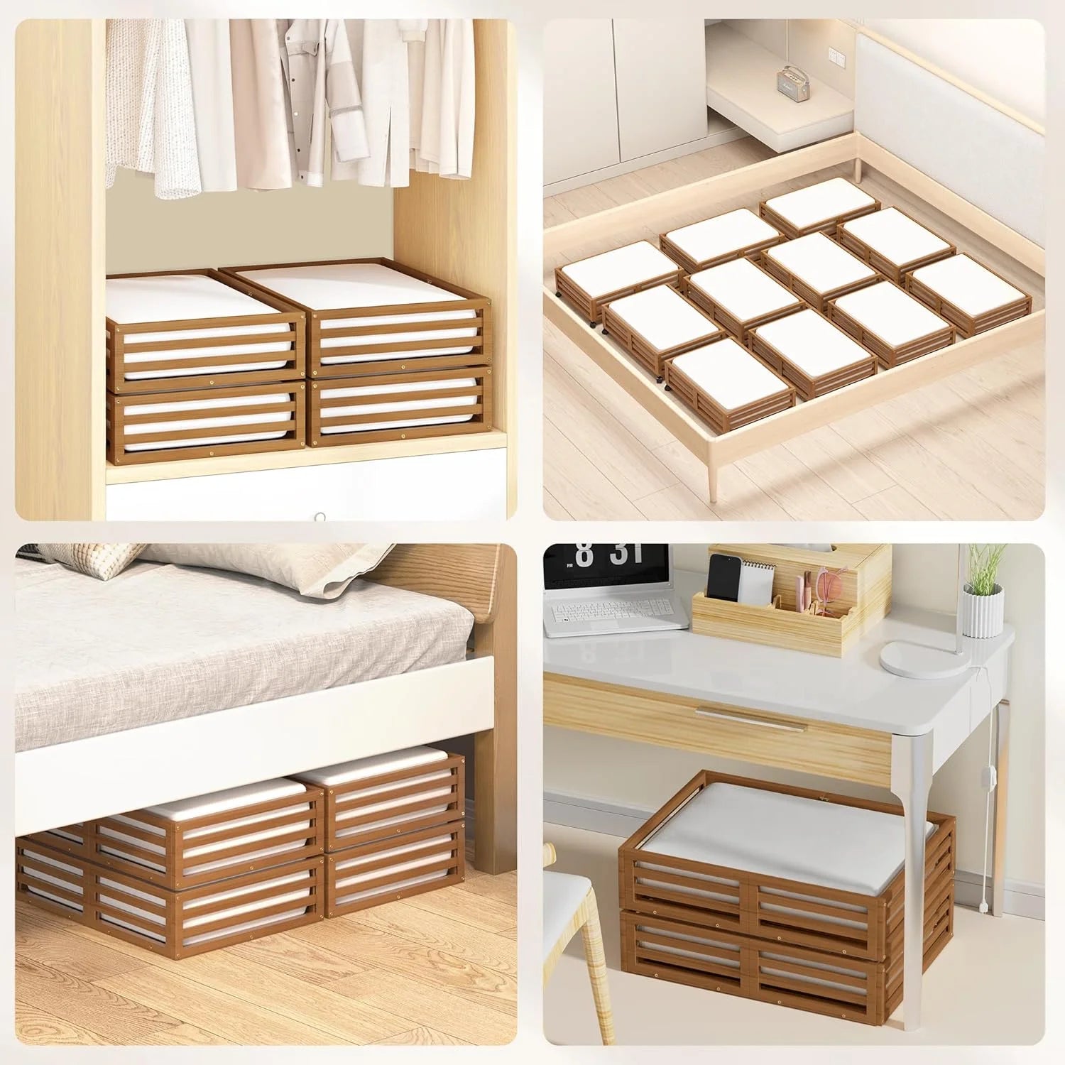 Bamboo Under Bed Storage Containers with Wheels and Dust Bag 2 Pack a7