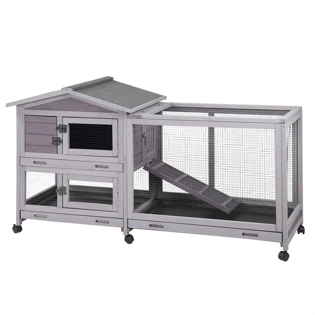 Aivituvin Rabbit Hutch Indoor 62 Cage Outdoor Chicken Coop Guinea Pig Cage on Wheels Bunny Cage with 3 Deep No Leakage Pull Out Tray,Waterproof - Pet Supplies online store