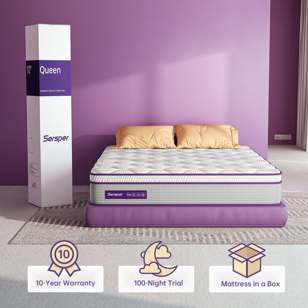 Queen Size Hybrid Mattress 10 Inch Memory Foam Euro Top Medium Firm k7