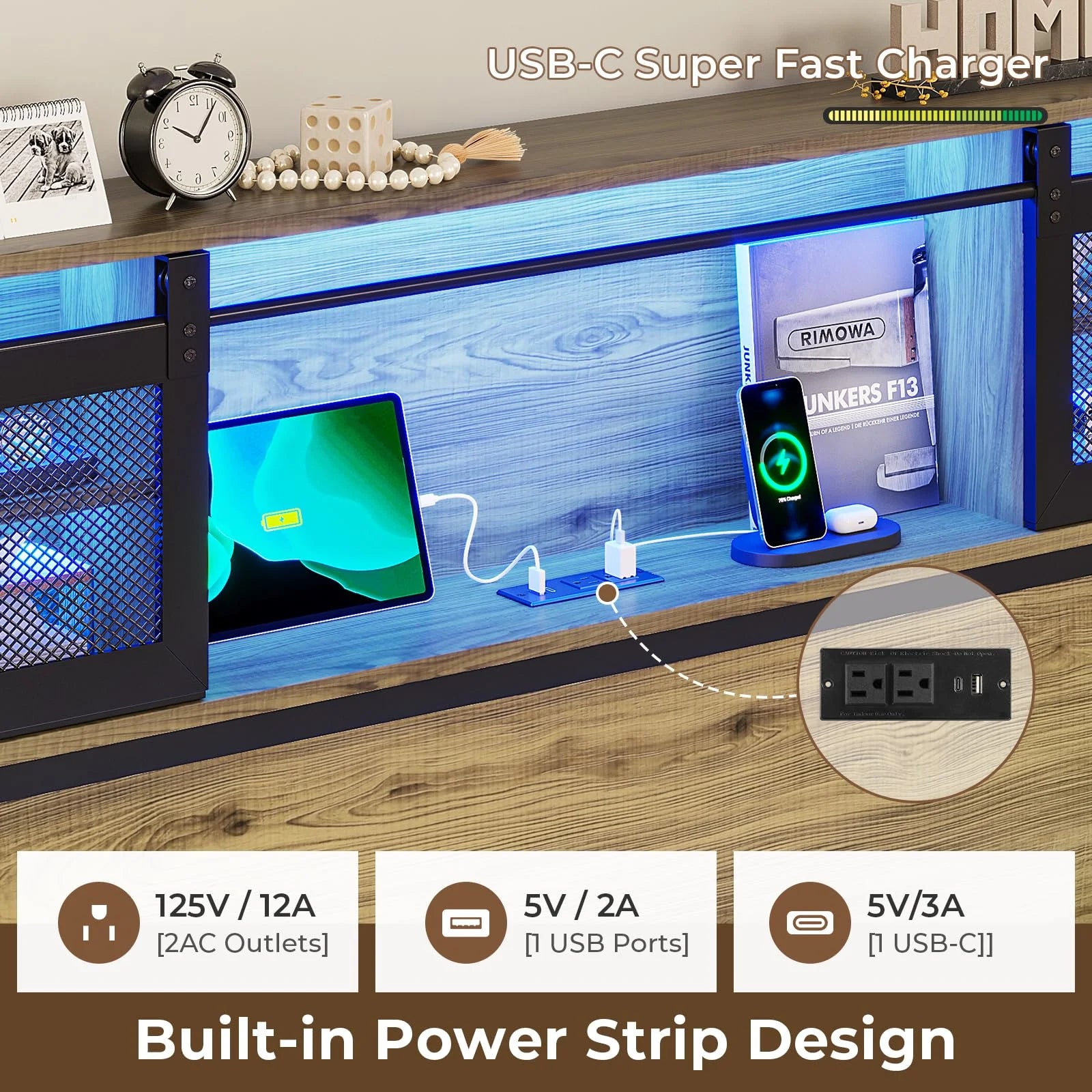 Metal Platform Bed Frame with Storage Drawers and Charging Station a7k
