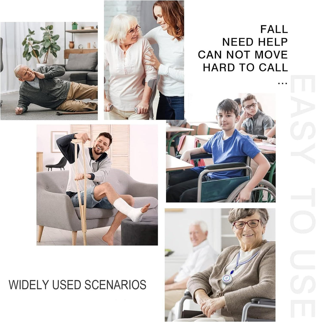 Wireless Caregiver Pager with 3 Call Buttons and 3 Receivers for Seniors k7
