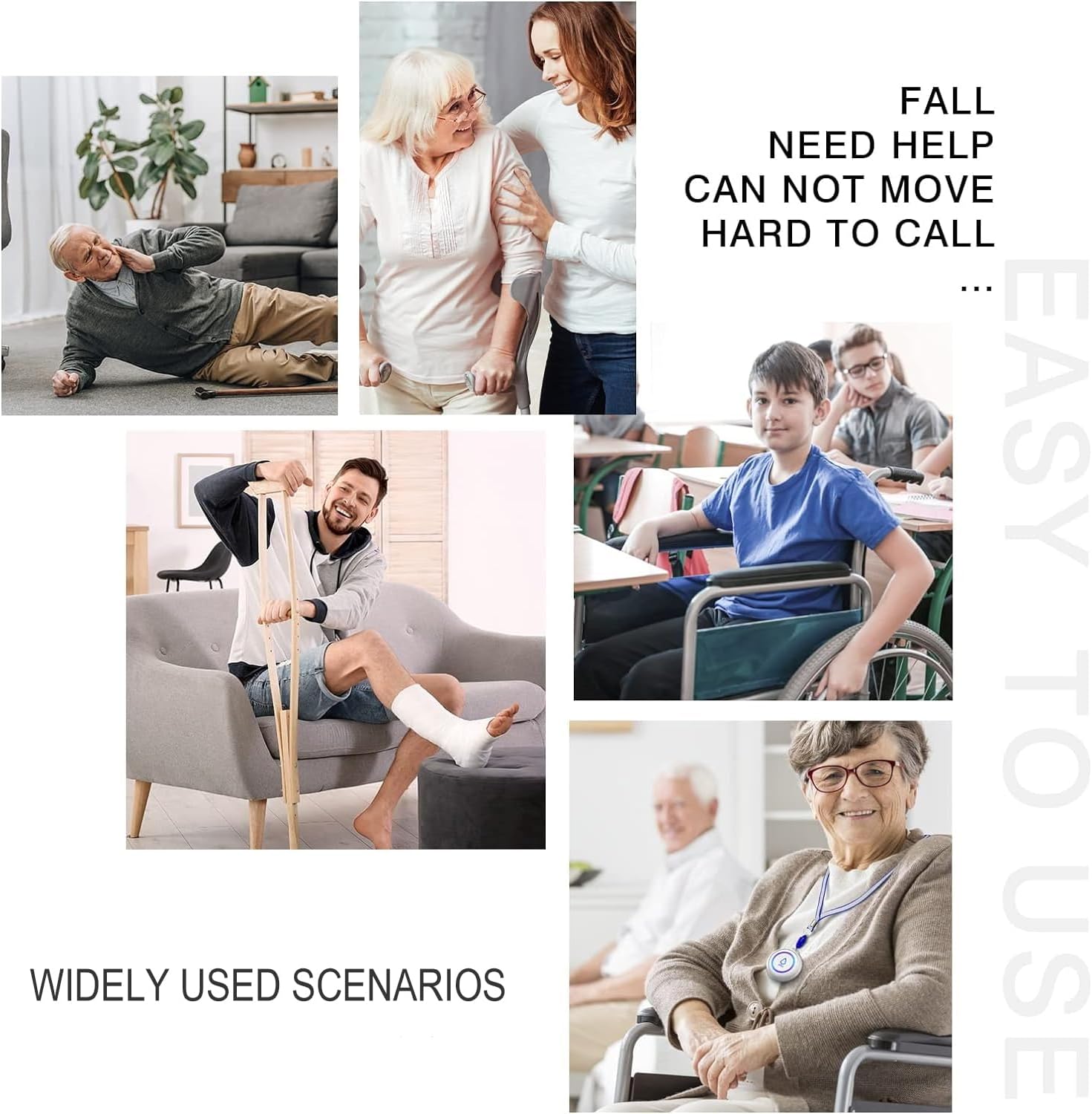 Wireless Caregiver Pager with 3 Call Buttons and 3 Receivers for Seniors k7