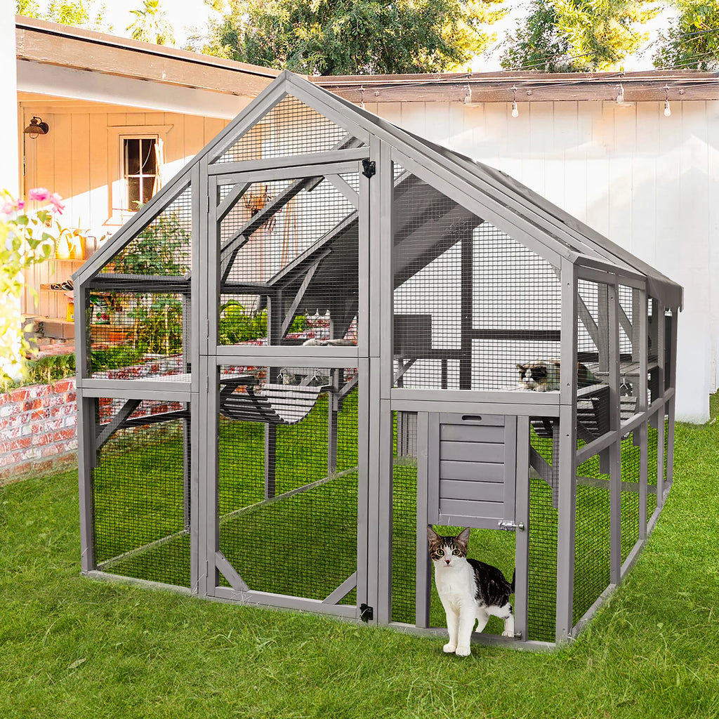 Outdoor Catio Enclosure with Bridges and Platforms f7