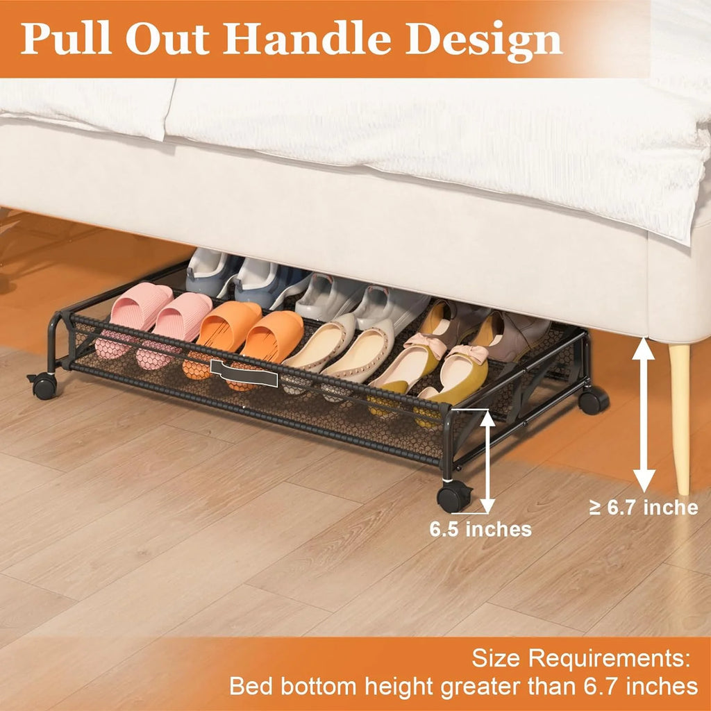 Under Bed Shoes Storage 2 Pack Rolling Containers with Wheels a7