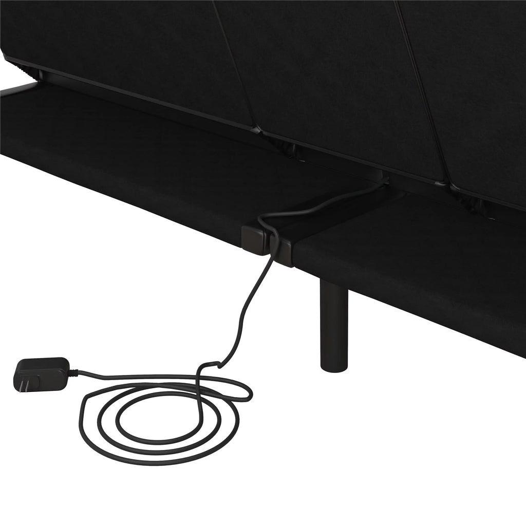 Memory Foam Futon with Cupholder and USB Black Faux Leather k7