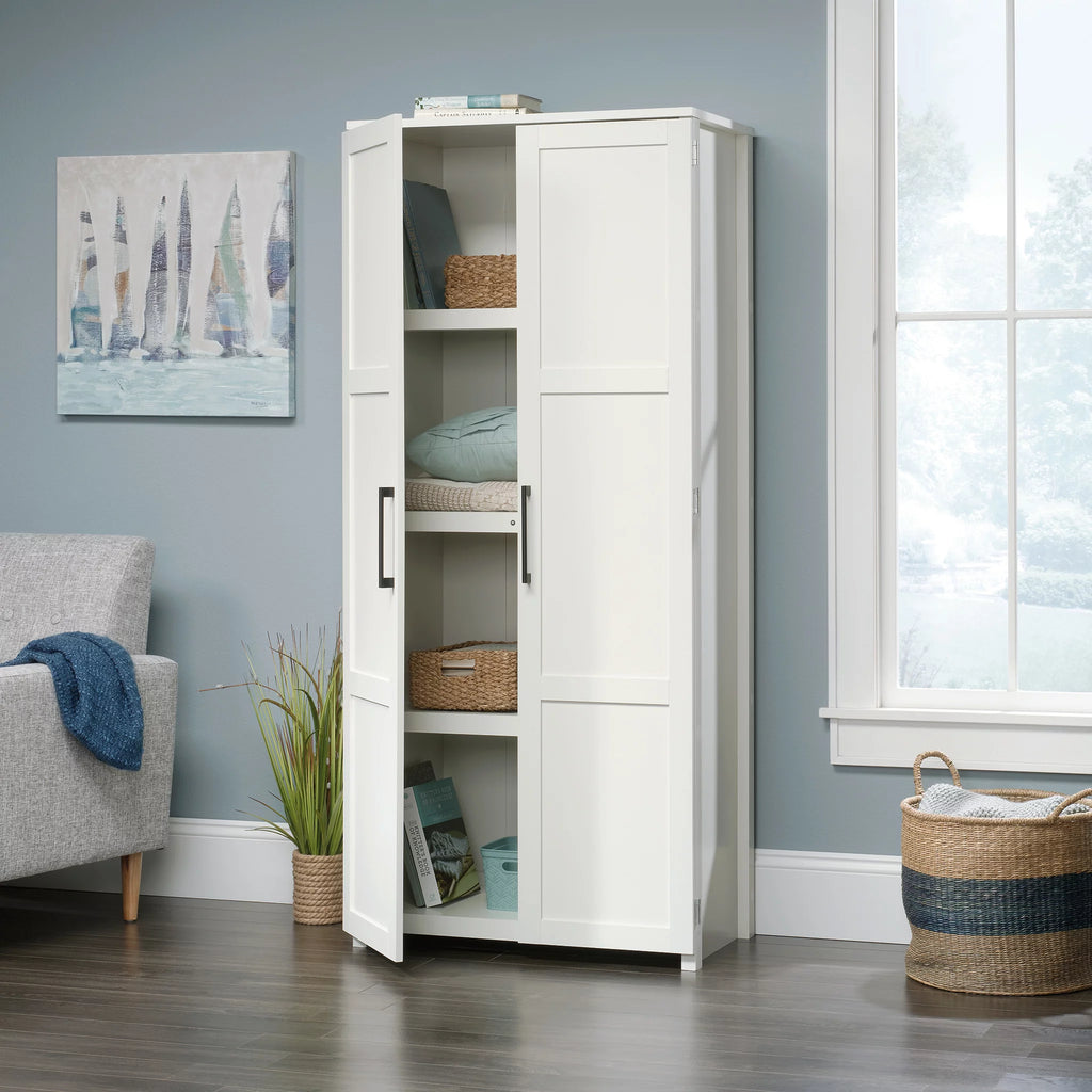 Wood Storage Cabinet 4-Shelf White a7