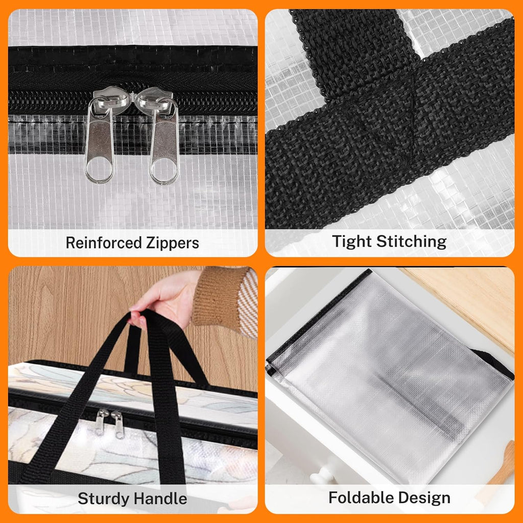 Clear Clothes Storage Bags 90L with Zipper and Handle a7