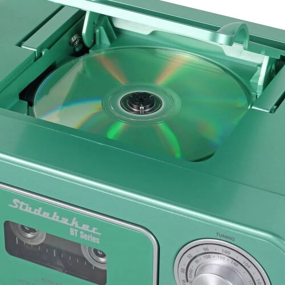 Bluetooth Portable CD Player Radio Cassette Teal Silver a7