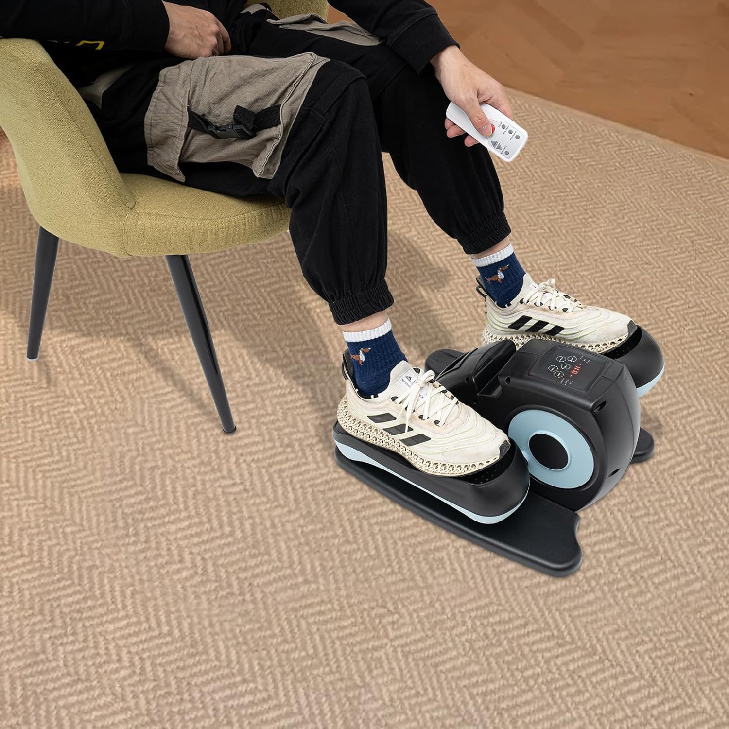 Under Desk Elliptical Pedal Exerciser for Seniors Rehab with Remote q7k