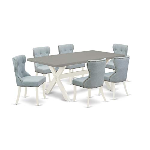 9 Piece Dining Room Table Set with Rectangle Table and 8 Chairs a7