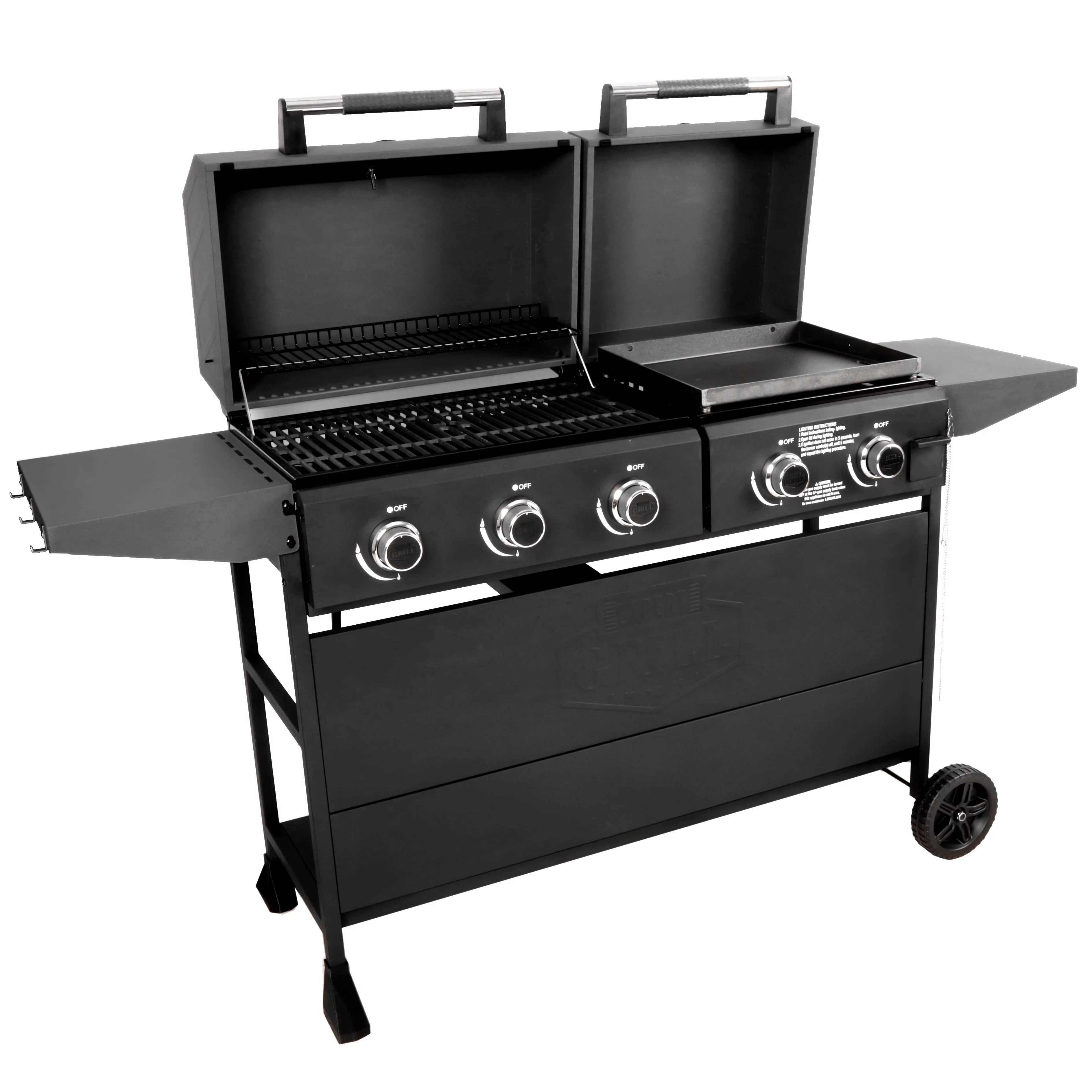 5 Burner Combo Gas Grill and Griddle Black k7p