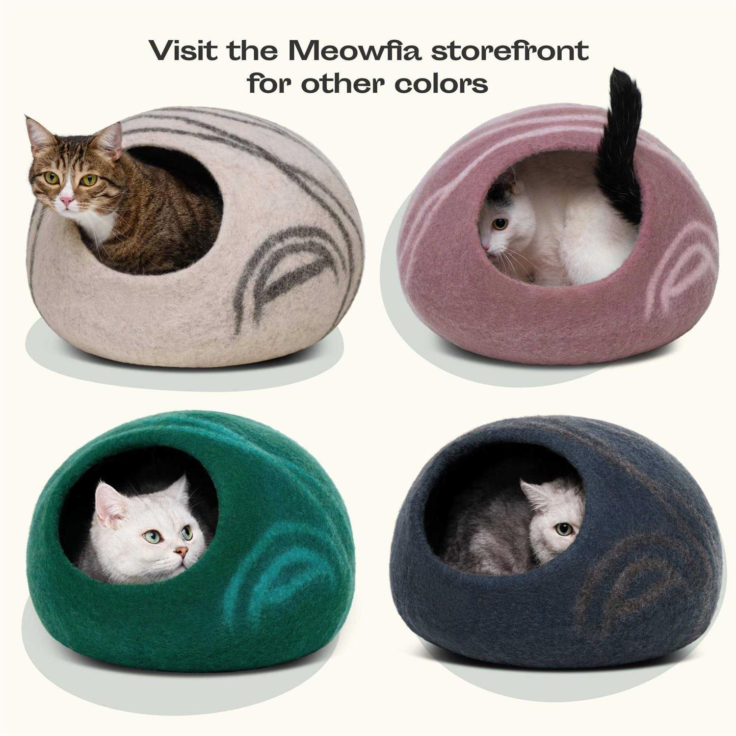 Felt Cat Bed Cave Handmade Merino Wool for Cats Kittens q7