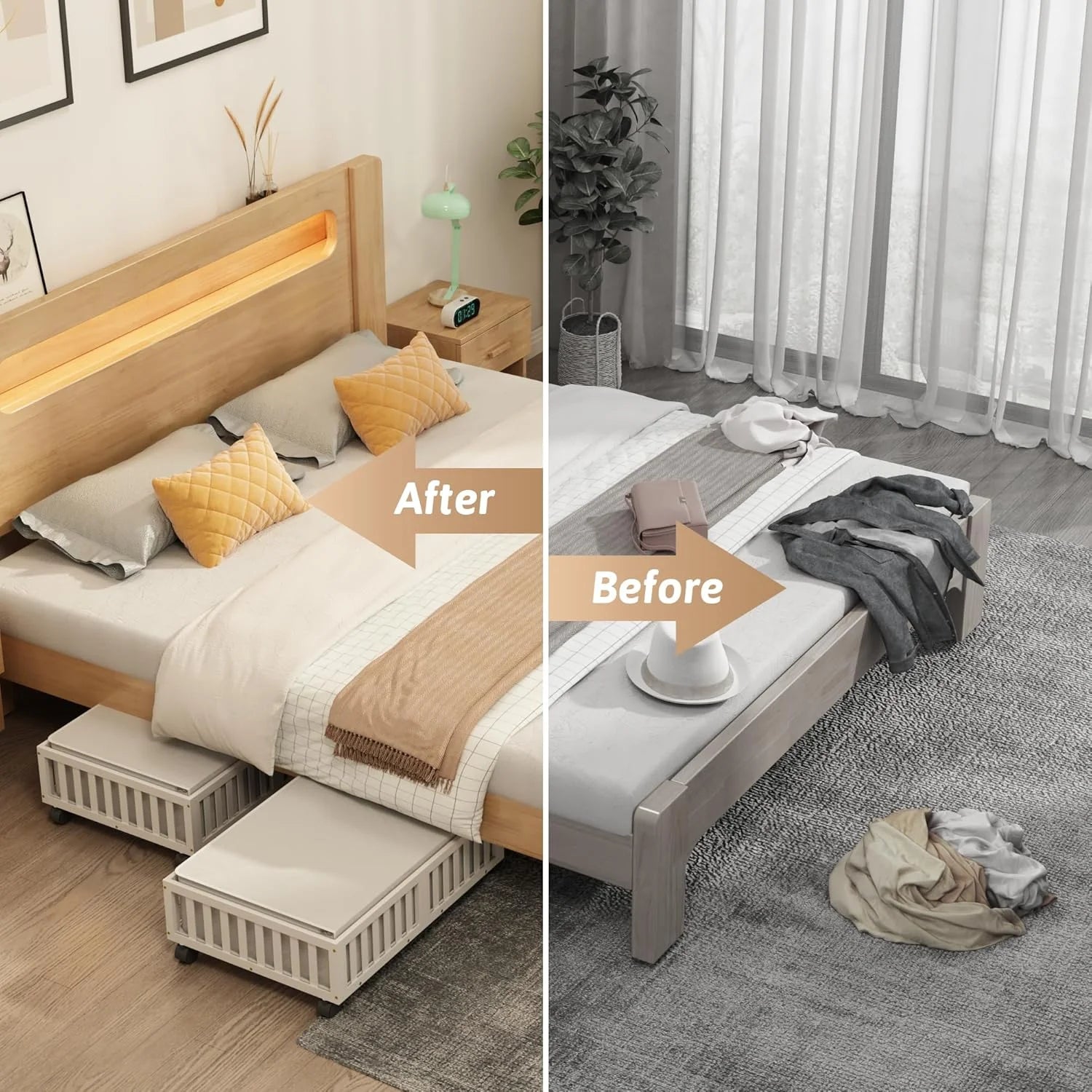 Under Bed Storage Containers with Wheels 2 Pack White a7