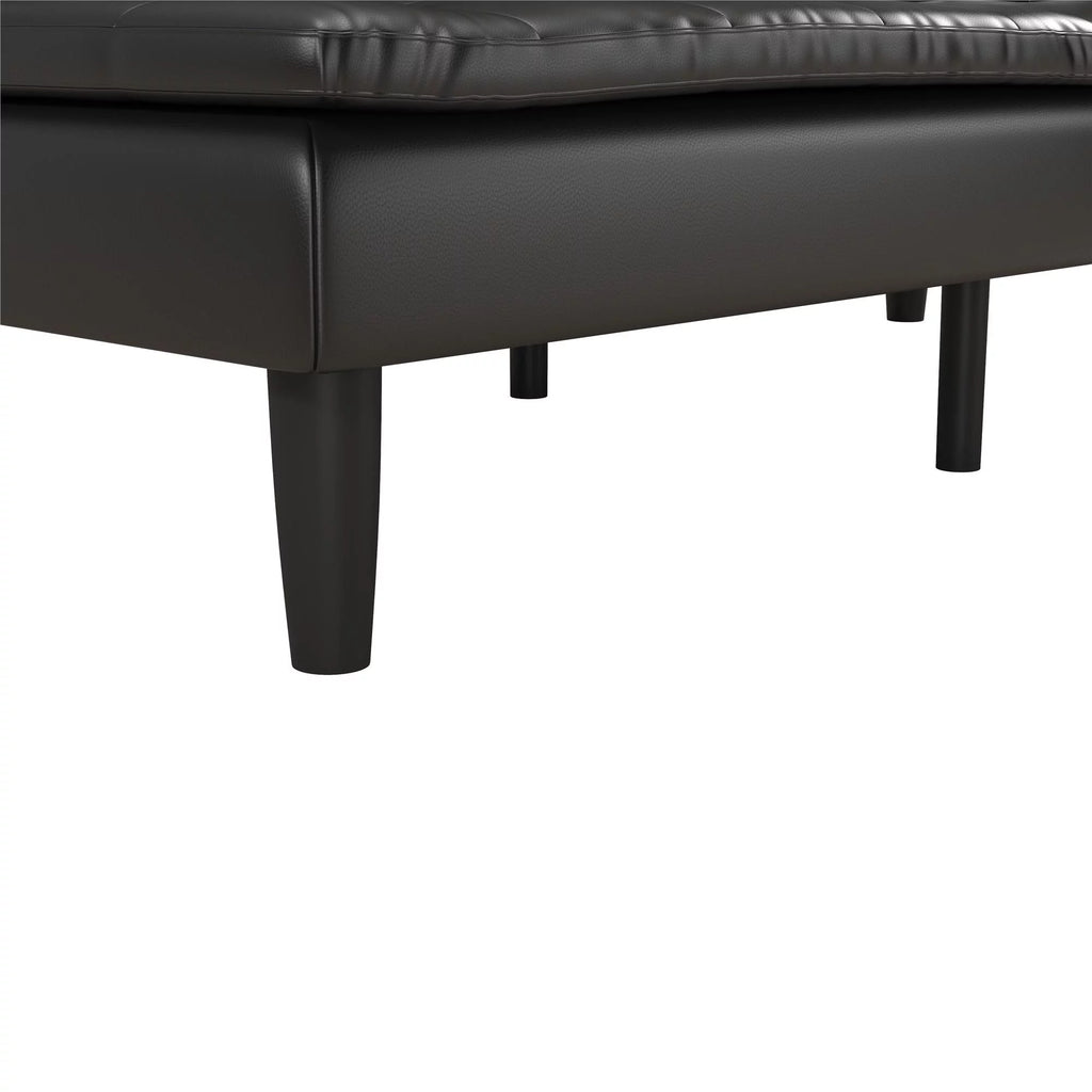 Memory Foam Futon with Cupholder and USB Black Faux Leather k7