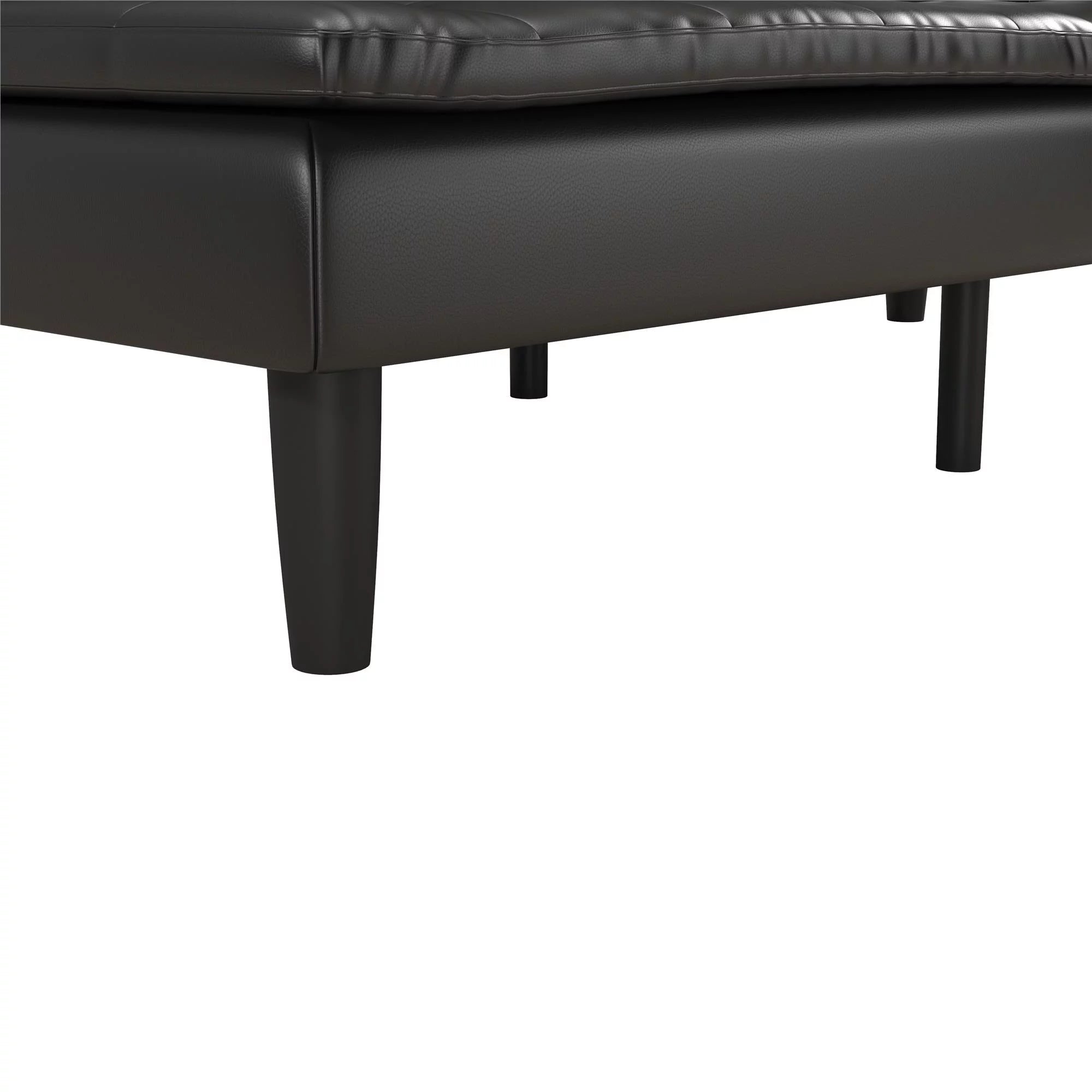 Memory Foam Futon with Cupholder and USB Black Faux Leather k7