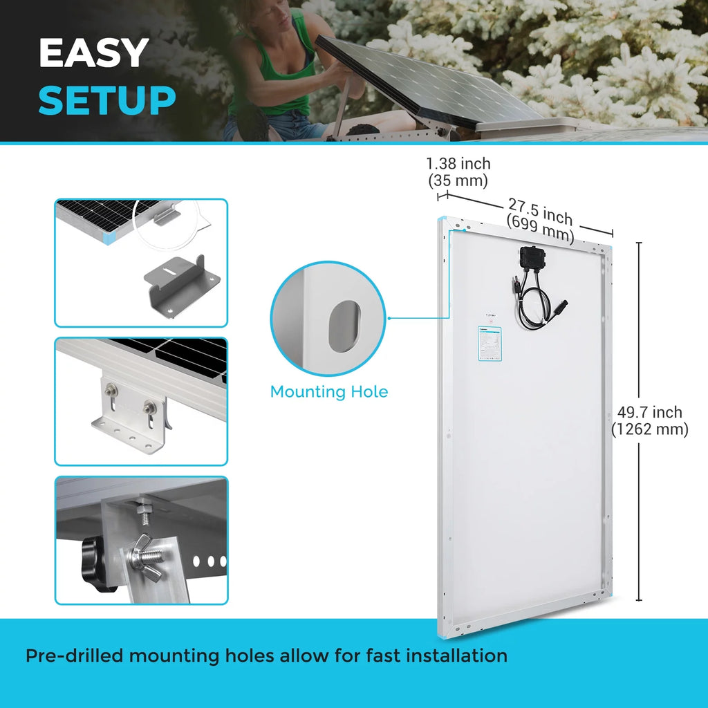 Solar Panel 175W 12V Monocrystalline for RV Marine Off-Grid a7