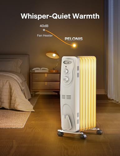 Oil Filled Radiator Heater Indoor Use 1500W Quiet 3 Heat Settings Black k7
