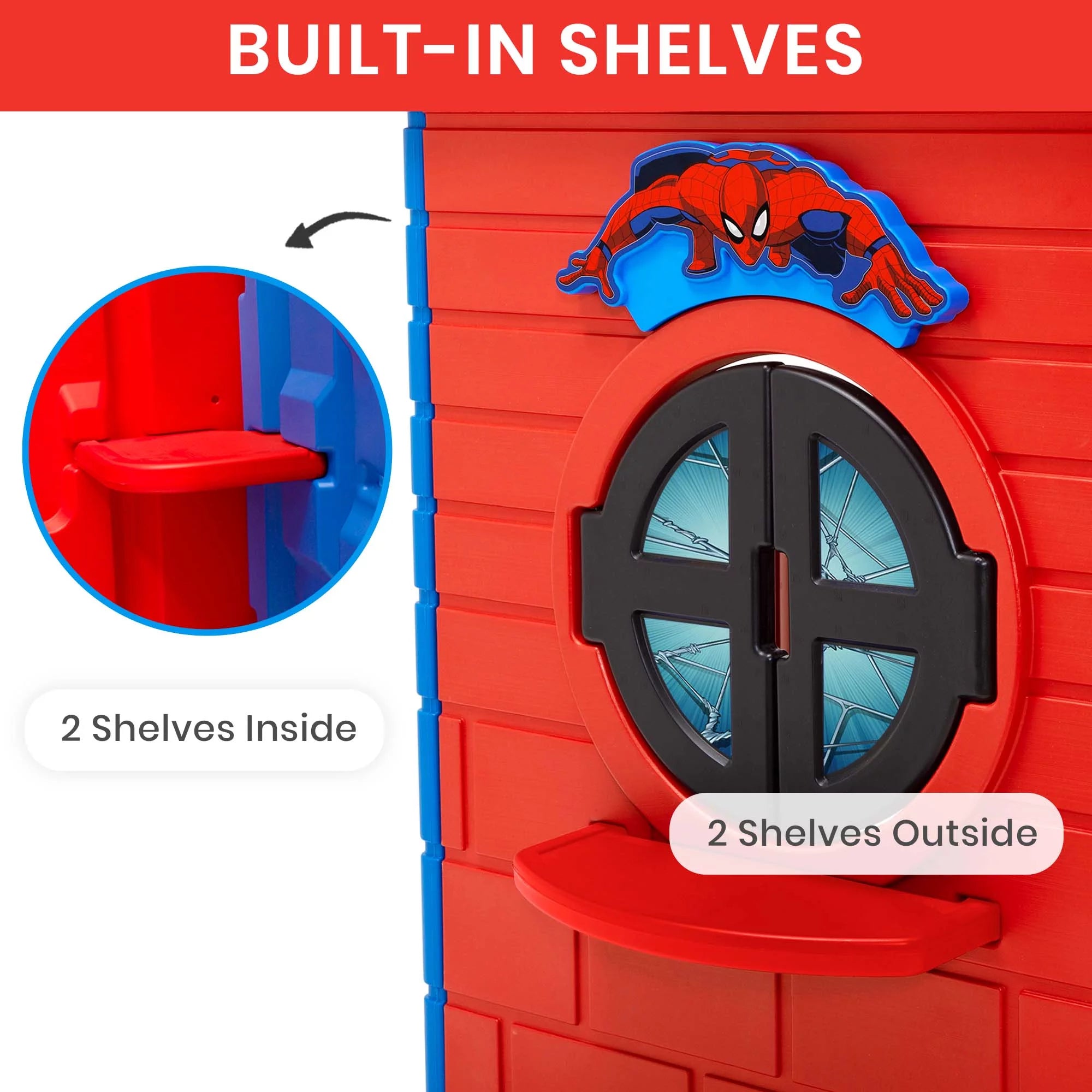 Spider-Man Plastic Indoor/Outdoor Playhouse with Easy Assembly Blue Red a7