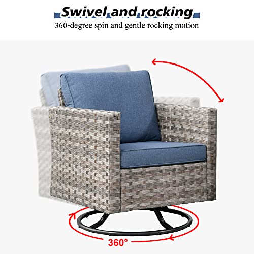 Outdoor Patio Sectional Sofa Set with Swivel Rocking Chair, 8 Piece Modern Wicker Couch a7