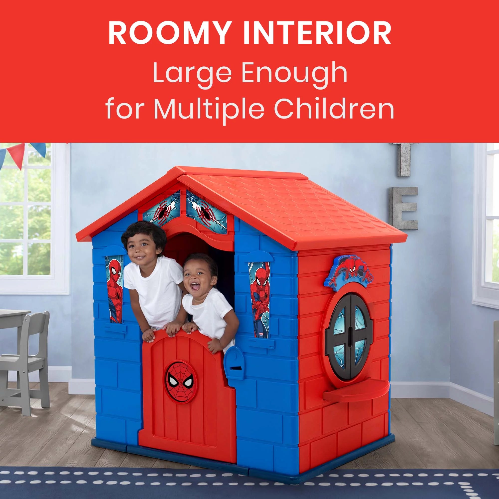 Spider-Man Plastic Indoor/Outdoor Playhouse with Easy Assembly Blue Red a7