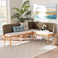 Baxton Studio Denver Boho Dining Nook Banquette set, 2-Piece, Brown