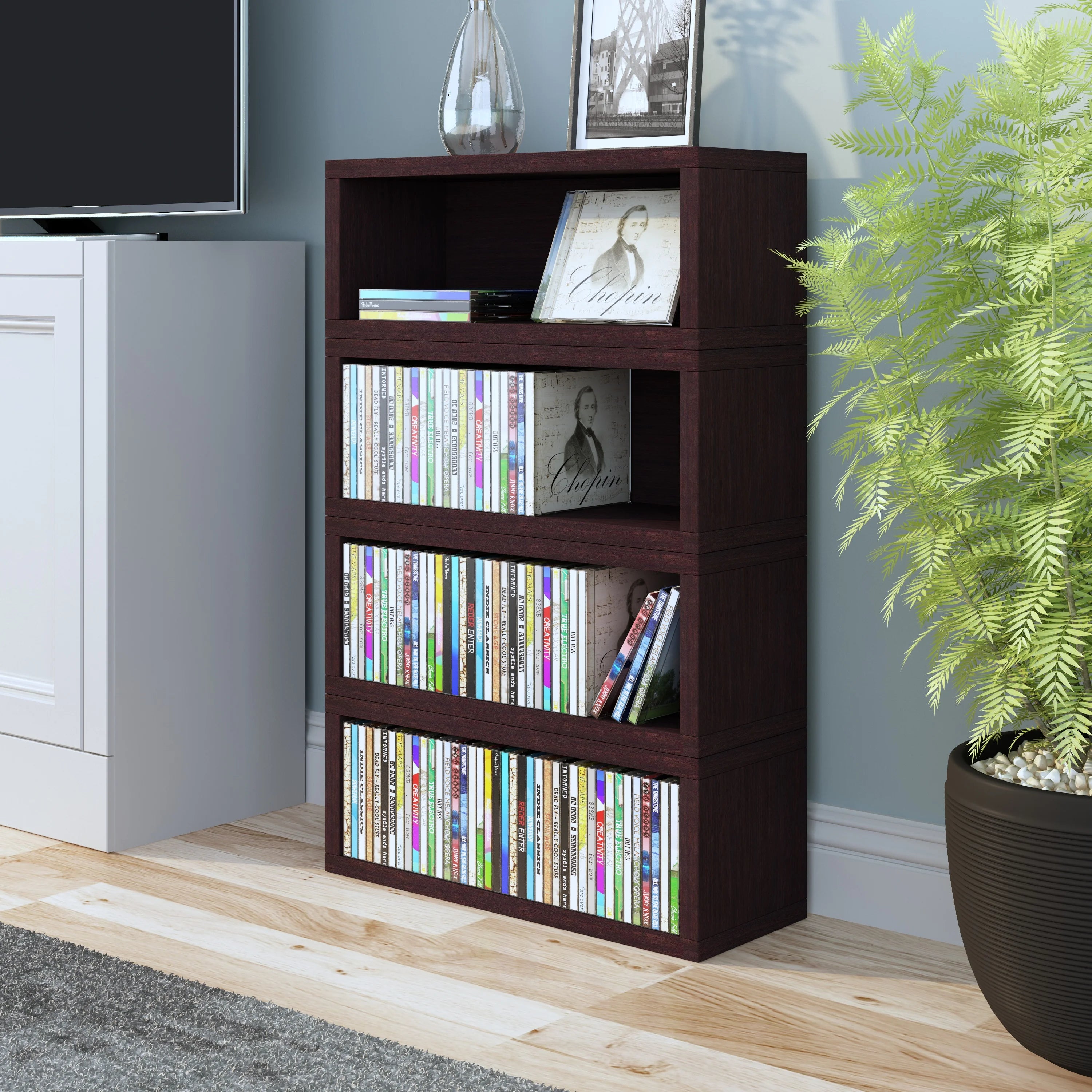 CD Storage Rack Stackable Organizer Black a7
