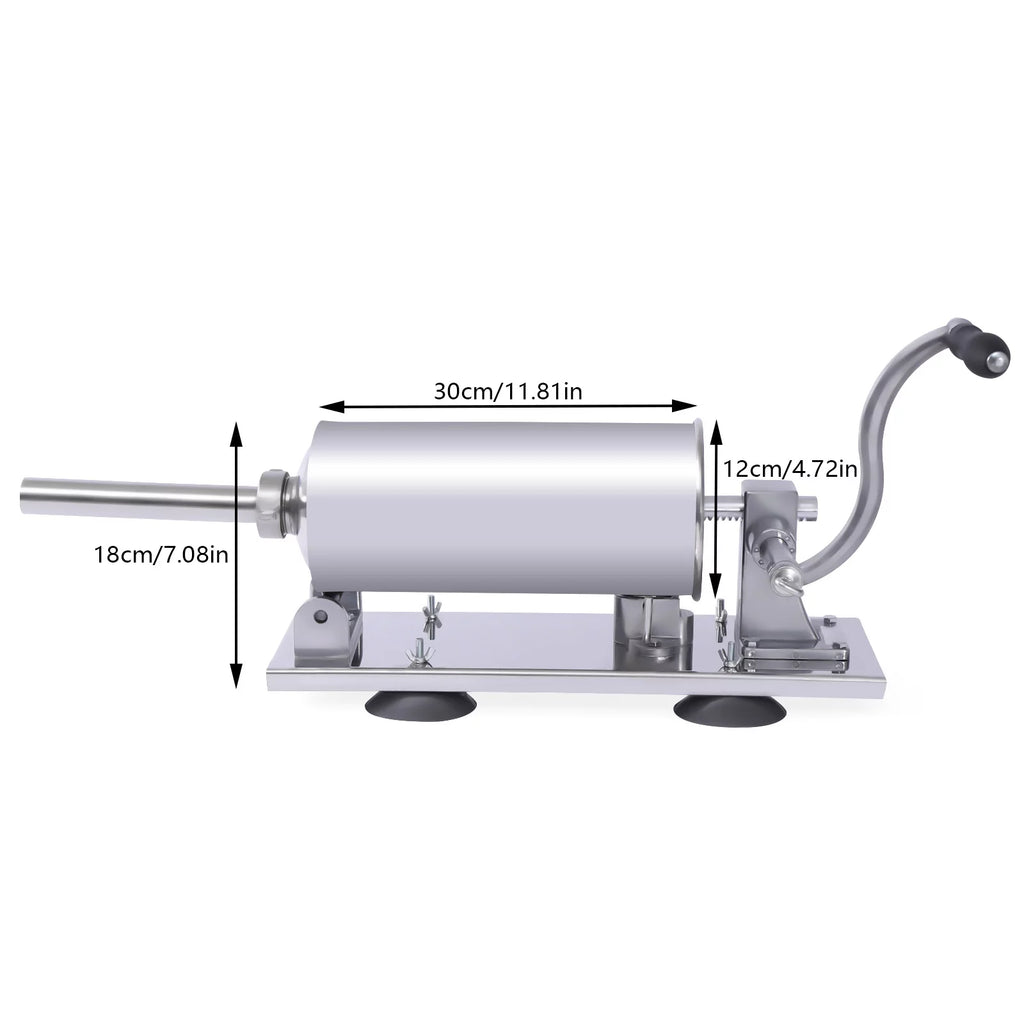 Sausage Stuffer Manual Stainless Steel Horizontal 4L Meat Filler k7