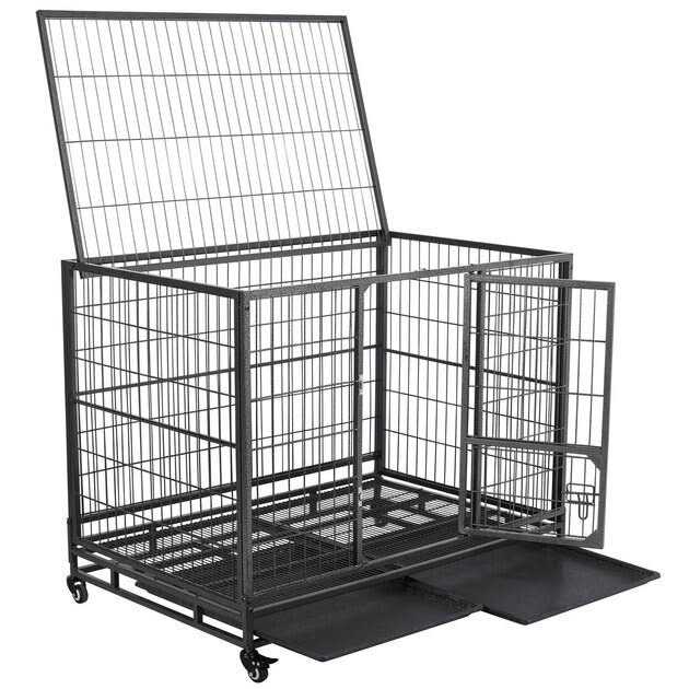 Dog Crate with Wheels and Litter Pan k7