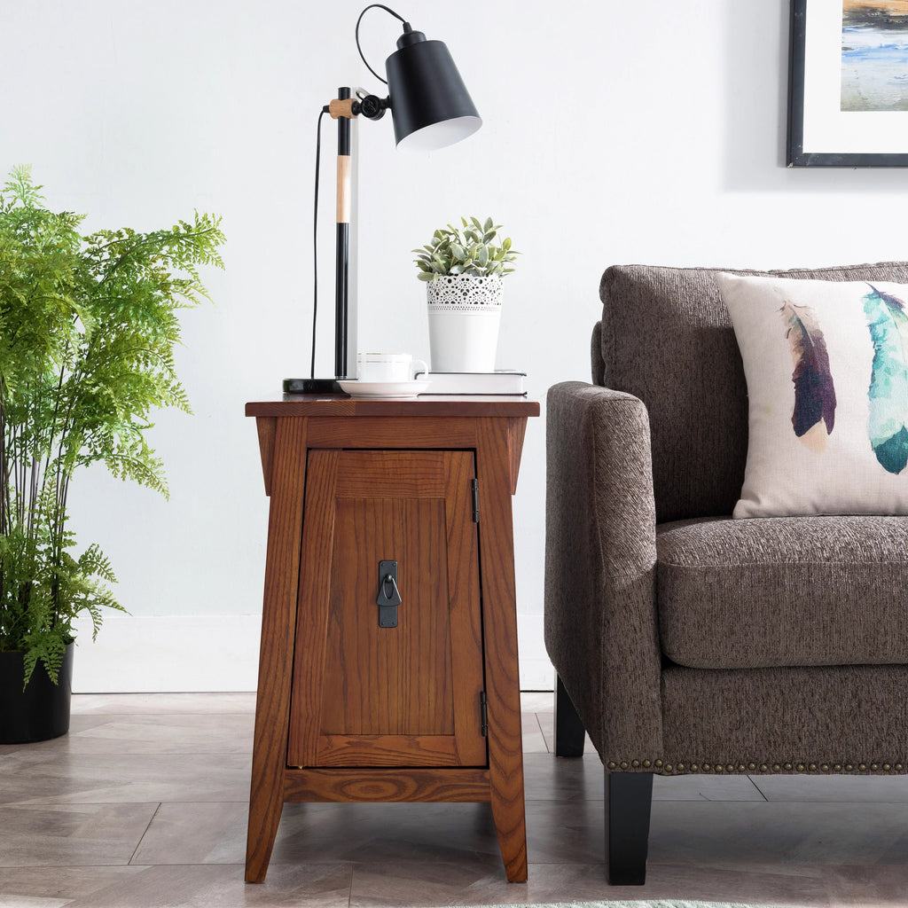 Solid Wood End Table with Storage Shelf for Living Room Bedroom Printer Stand k7m