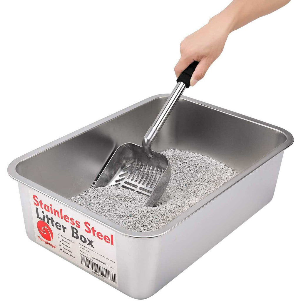 Metal Cat Litter Scoop with Long Handle Detachable Stainless Steel Non-Stick Grip k7m