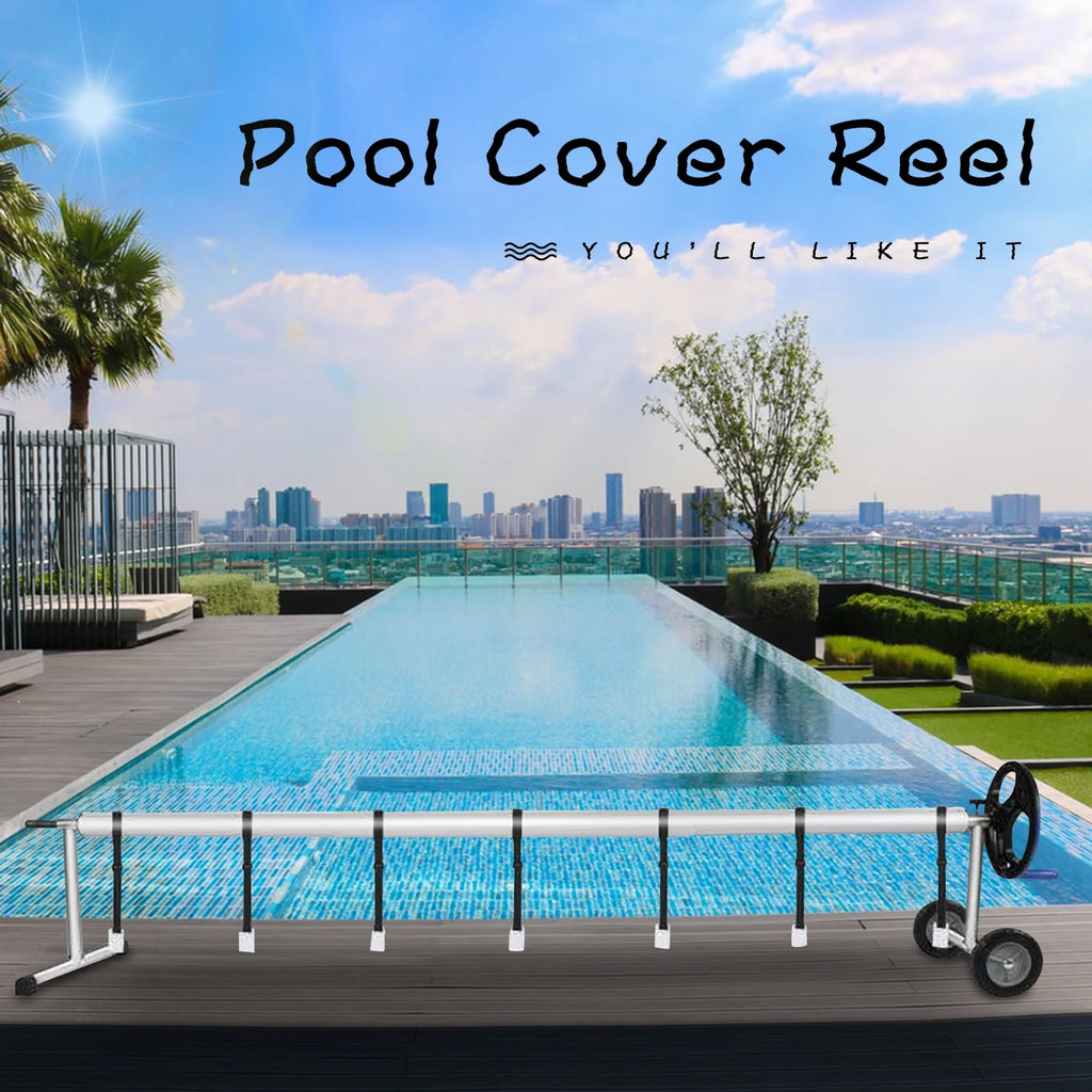 Pool Cover Reel Set Aluminum Inground Solar Blanket Roller Blue a7