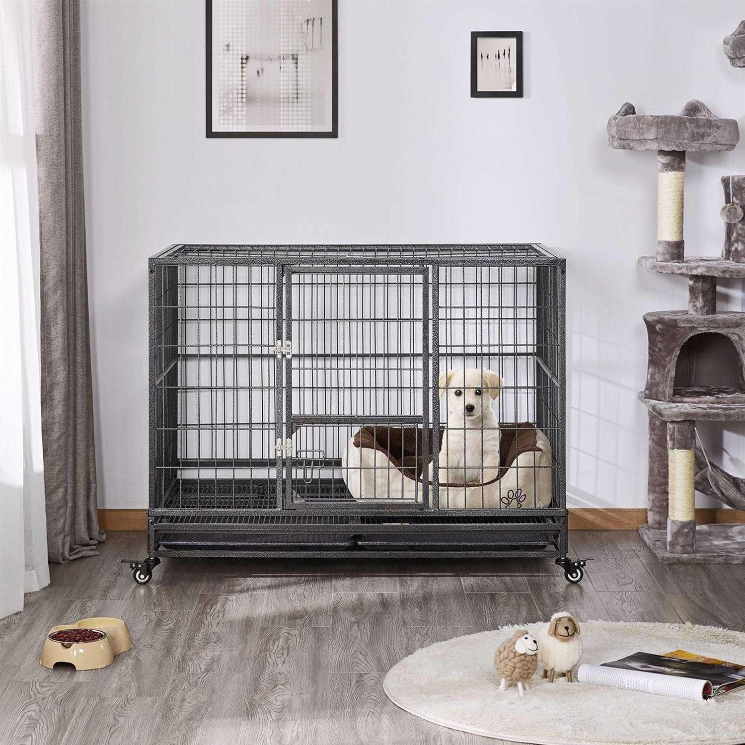Yaheetech Wheels &amp; Litter Pans Dog Crate - Pet Supplies online store