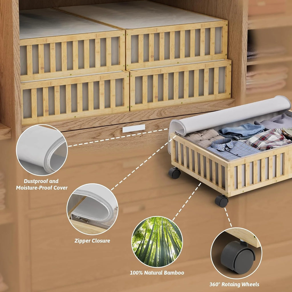 Under Bed Storage Containers with Wheels 2 Pack White a7