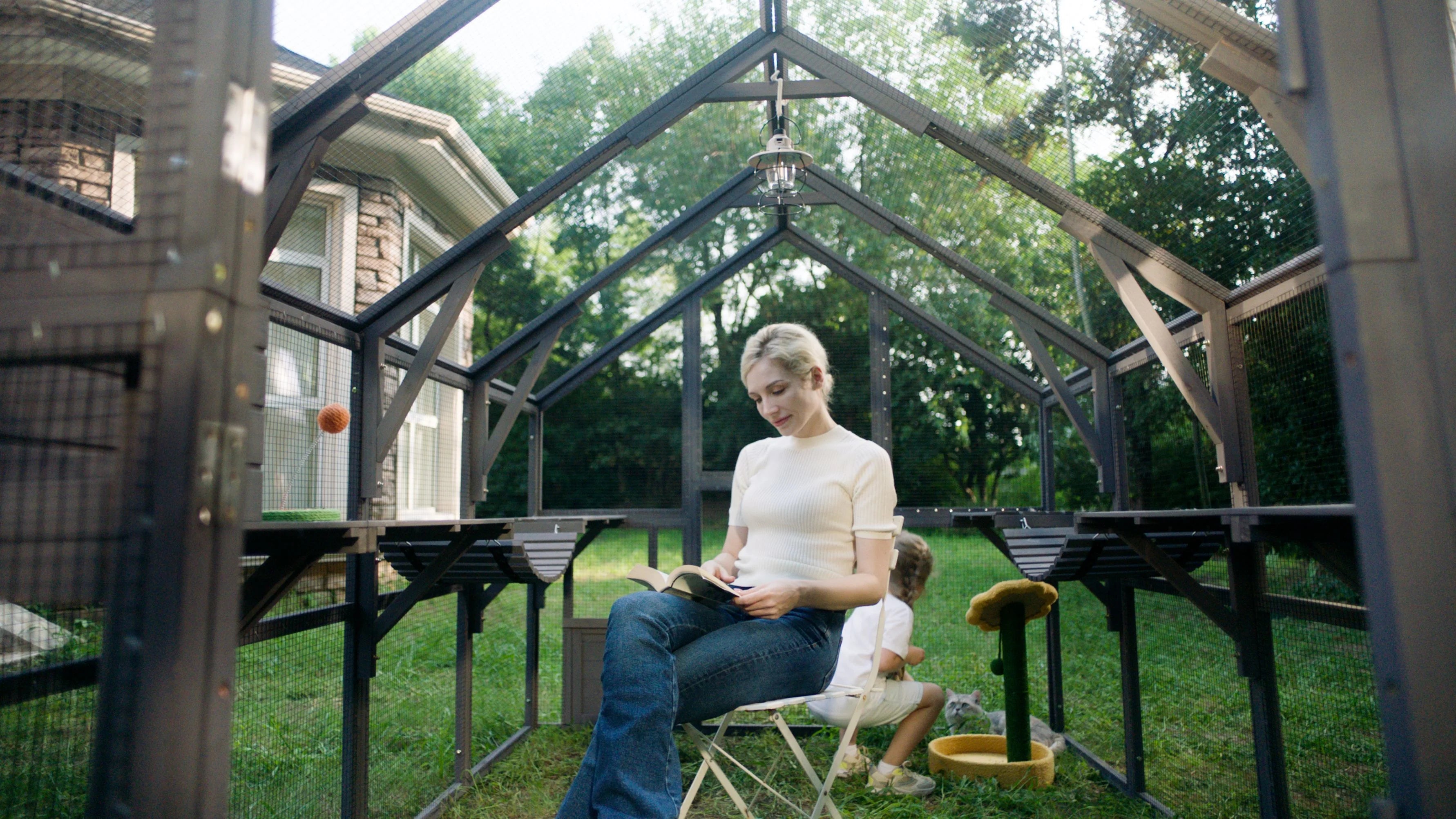 Outdoor Catio Enclosure with Bridges and Platforms f7