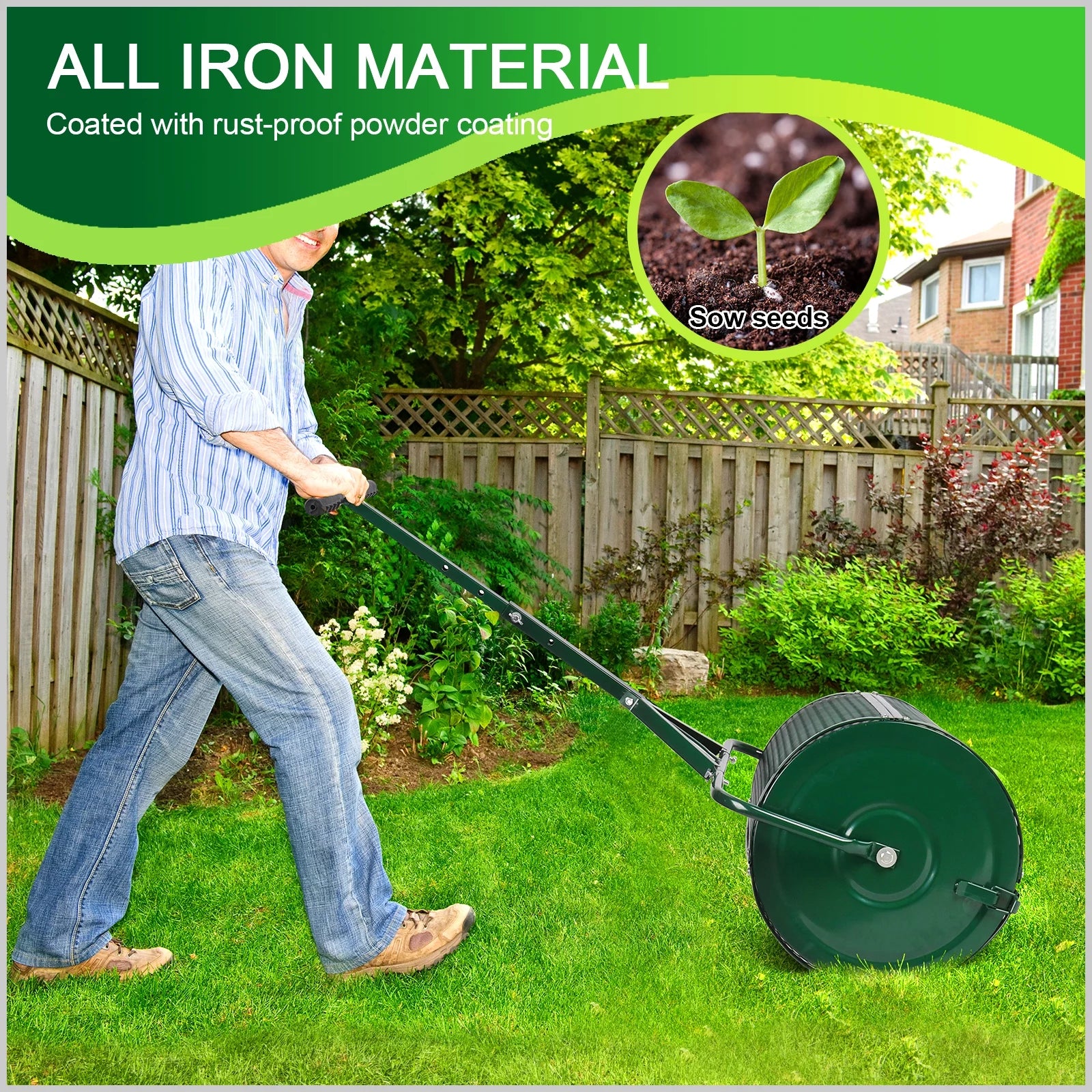 Compost Spreader with T-Shaped Handle for Lawn Garden a7