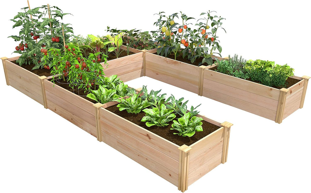 Greenes Fence Premium Cedar Raised Garden Bed, 8' x 12' x 16.5" U-Shaped Bed - Made in USA with North American Cedar