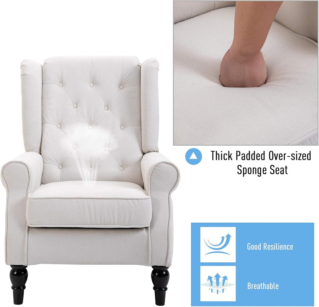Button-Tufted Accent Chair with High Wingback, Set of 2, Cream White k7