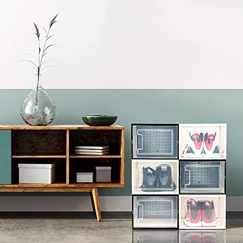 Shoe Storage Boxes Clear Plastic Stackable 6 Pack k7
