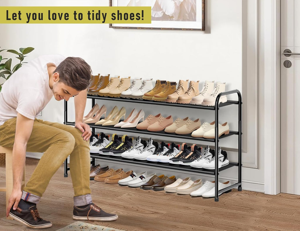 3-Tier Long Shoe Rack with 8-Shelf Hanging Organizer k7