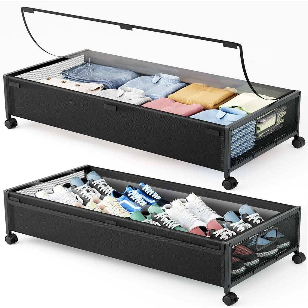 Under Bed Storage Containers with Wheels 2 Pack Cyan-gray a7