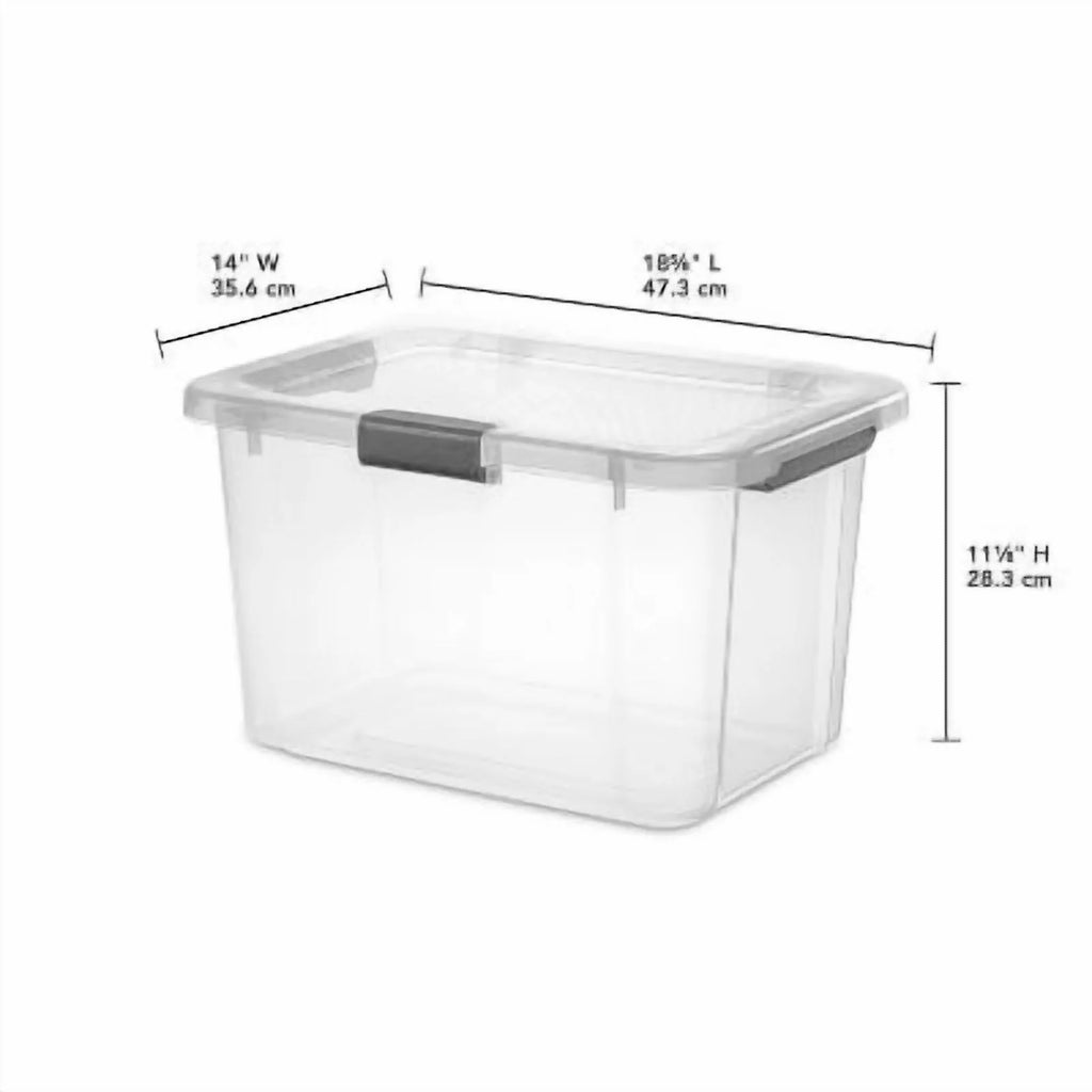 Plastic Storage Tote with Hinged Lid and Handles k7